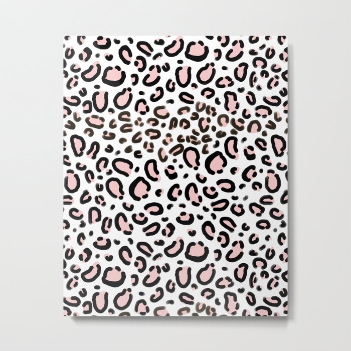 Leopard Print Rose Quartz Pantone Color Minimal Animal Print Cute Children Pattern Cheetah Spots Metal Print By Charlottewinter Society6