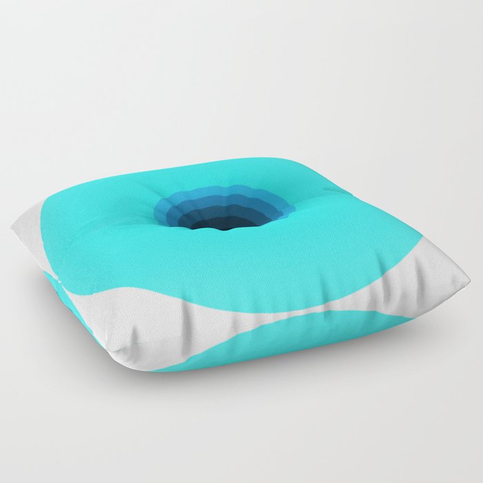 2020 Vision Concentric rings Cyan Blue Black gradient Floor Pillow