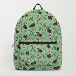 Christmas Ducklings And Ornaments Pastel Green Pattern Backpack