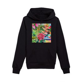 Tropical Surf Collage Kids Pullover Hoodie