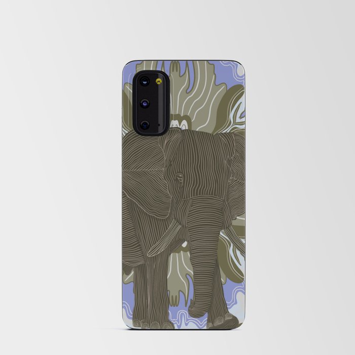 Majestic African elephant on brown and purple patterned background Android Card Case