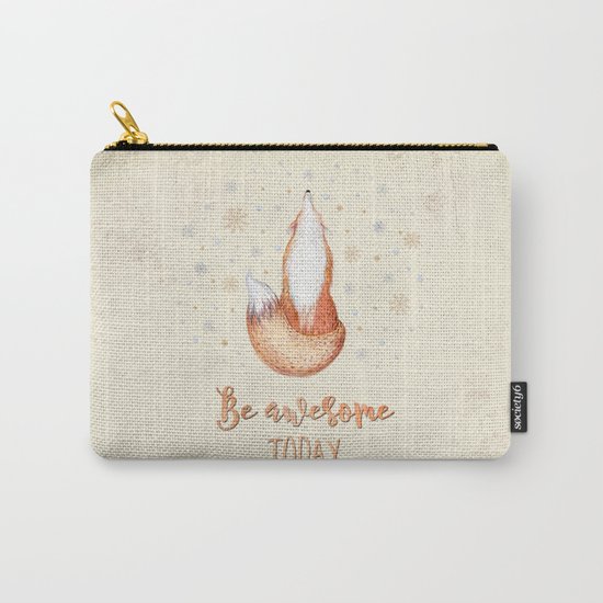 Be awesome today - Watercolor animal illustration and Typography Carry-All Pouch