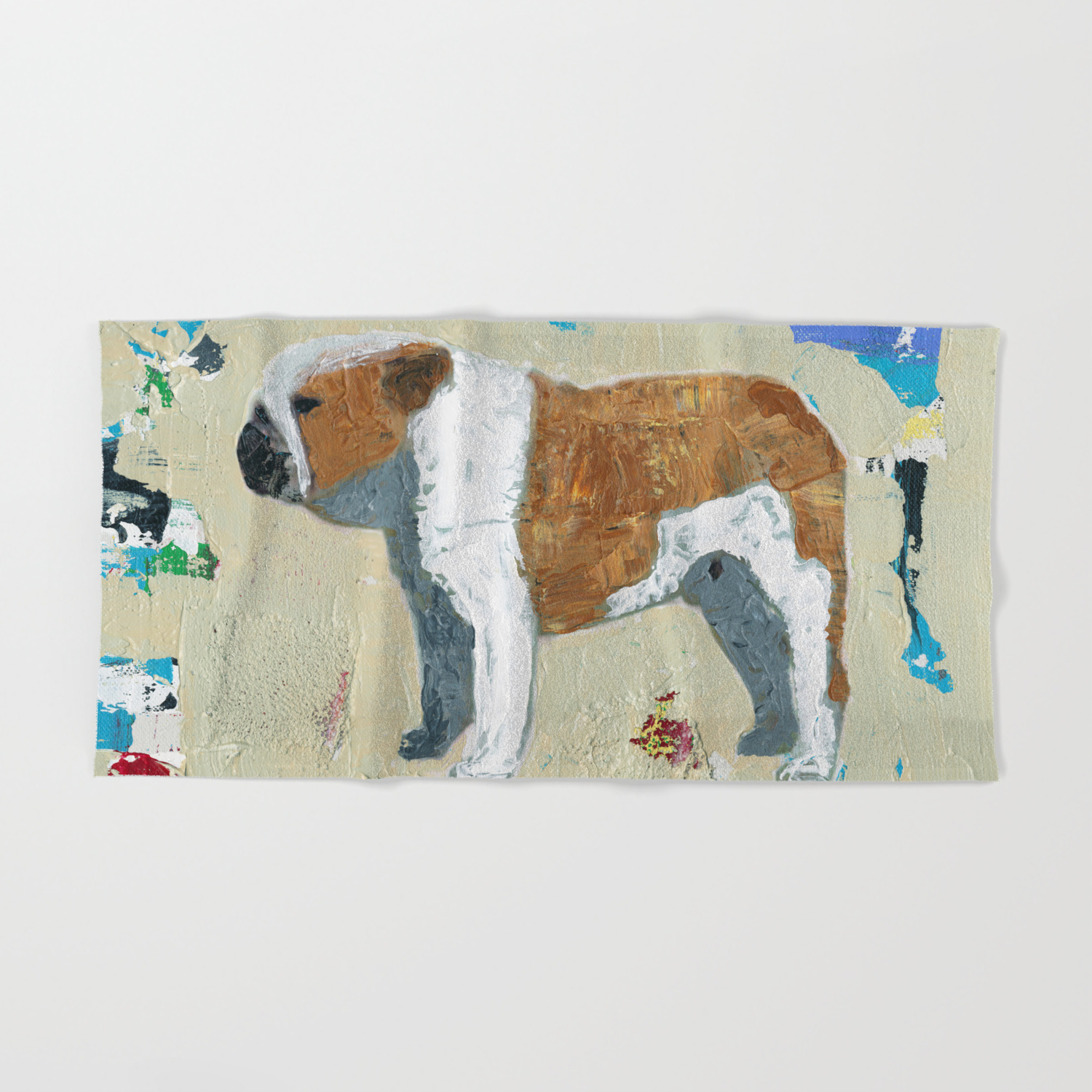 English Bulldog Abstract Art Hand Bath Towel By Shawnmcnulty