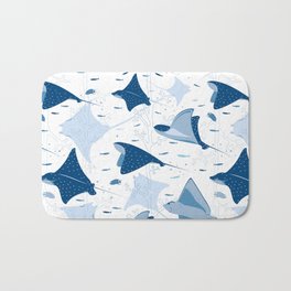 Blue stingrays // white background Bath Mat