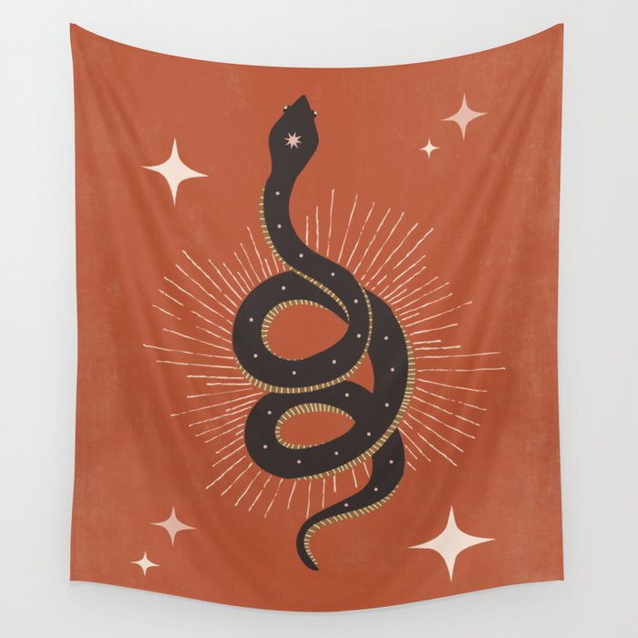 Slither - Terra Cotta Wall Tapestry