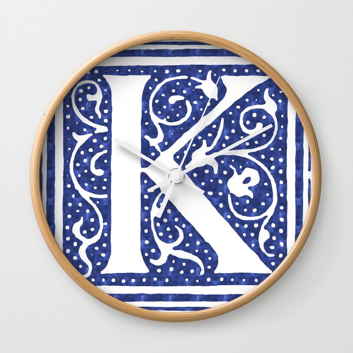 Floral Letter Type Letter K Wall Clock By Andysartworks Society6