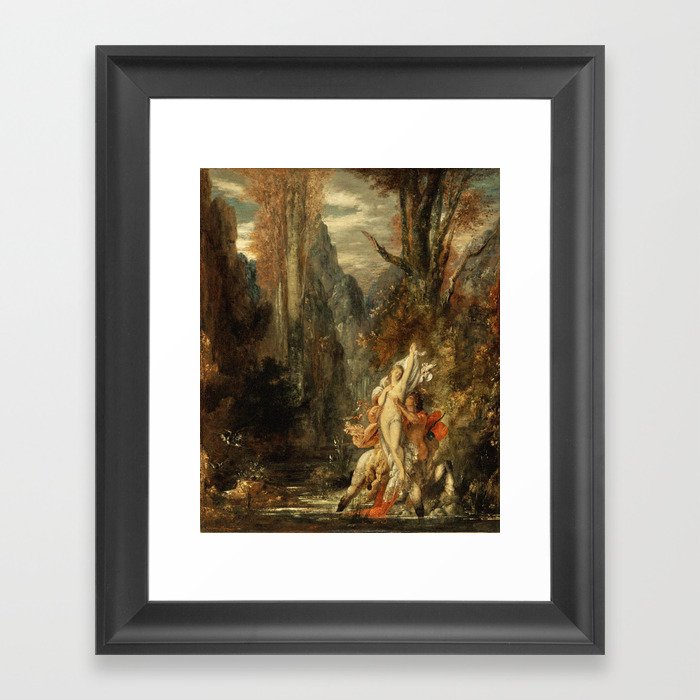 Love in the forest vintage painting by Gustave Moreau Framed Art Print