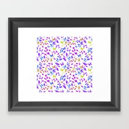 Colorful leaves and butterfly seamless pattern! Framed Art Print
