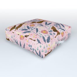 Floral Sausage Dogs Outdoor Floor Cushion