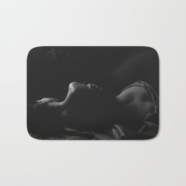 Female body figurative portrait in bed black and white photograph - photography - photographs Bath Mat | Black And White, Photographs, White, Black, Sexy, Photograph, Inbed, Female, Women, Brunette 