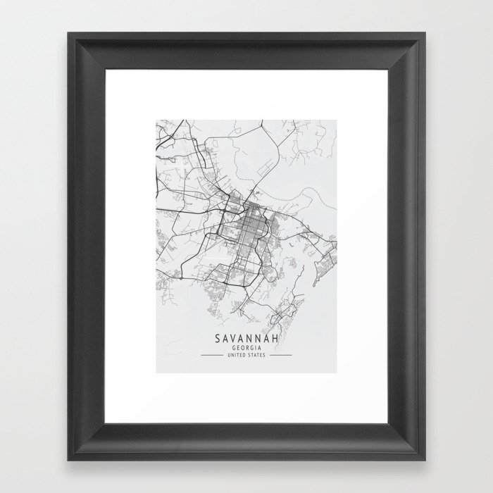 Savannah Georgia city map Framed Art Print