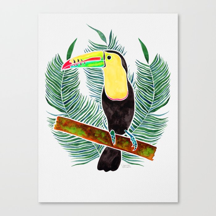 Jungle Toucan Watercolor Canvas Print