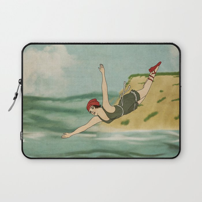 Diving In Vintage Inspired Early Swimming Girl Laptop Sleeve