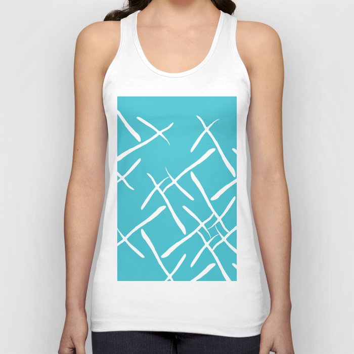 White cross marks on blue background Tank Top