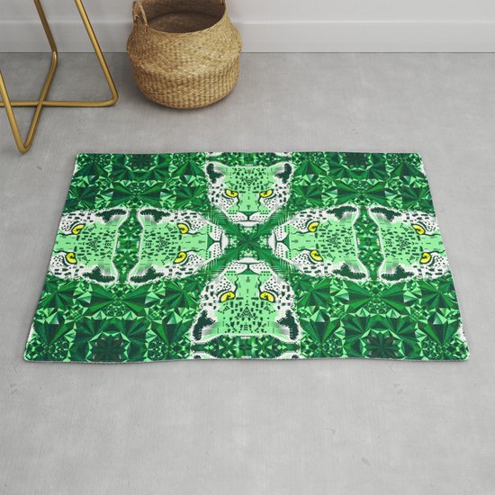Emerald Leopard Rug by chobopop | Society6