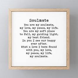 Soulmate Romantic Quote Love Poem Anniversary Wedding Engagement Gift Idea  Framed Mini Art Print