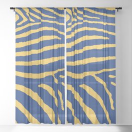 Zebra Wild Animal Print 271 Blue and Yellow Sheer Curtain