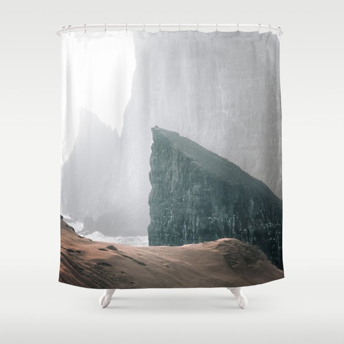 Dramatic Cliffs of Drangarnik and Tindhólmur | Faroe Island  Shower Curtain