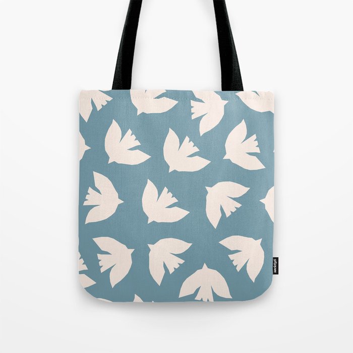 Henri Matisse Inspired Flying Doves Bird Pattern Tote Bag
