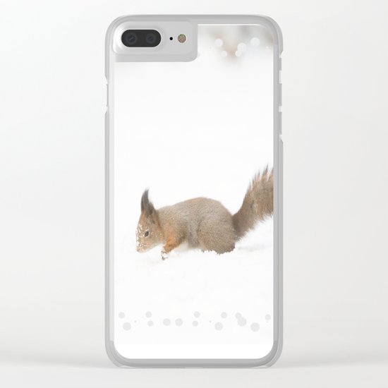 Little squirrel sitting in the snow Clear iPhone Case