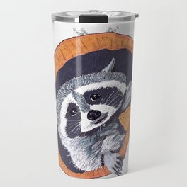 Peeking Raccoon#1 White Pallet Travel Mug