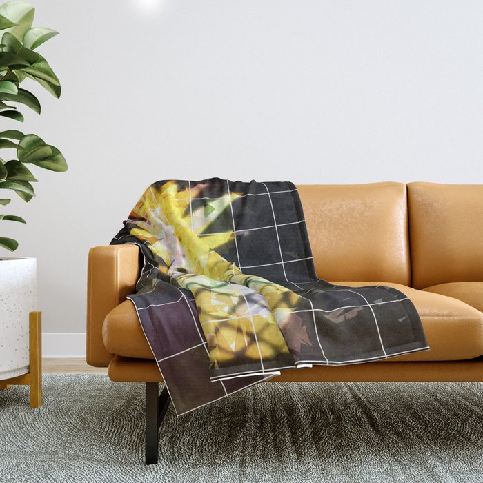 yellow pineapple with geometric triangle pattern abstract Throw Blanket
