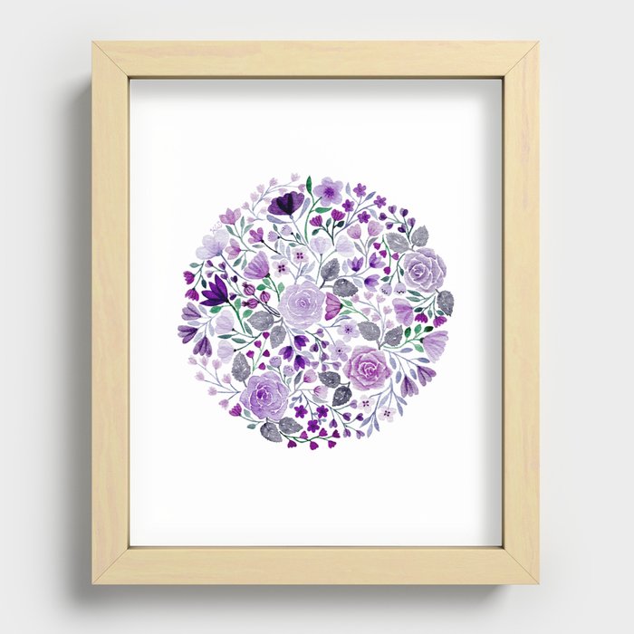 Dark purple flower circle Recessed Framed Print
