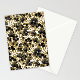 Blossom Pattern – Black & White on Kraft Stationery Card