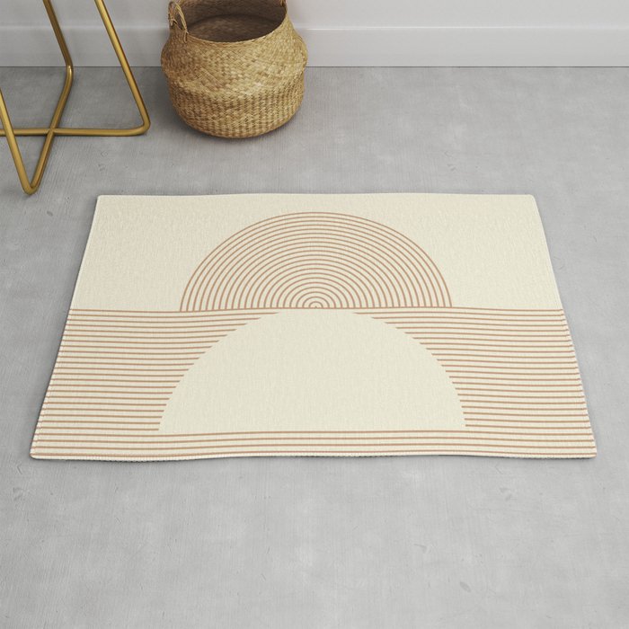 Geometric lines in Shades of Coffee and Latte 4 (Sunrise and Sunset) Rug