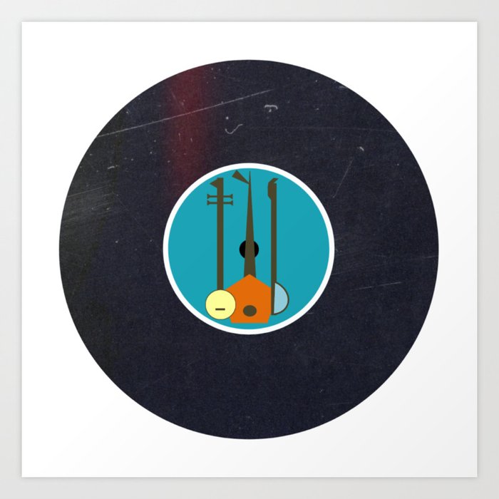 Vinyl Record MidCentury Modern Music Instruments Art Print by