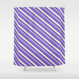 [ Thumbnail: Slate Blue and Bisque Colored Stripes Pattern Shower Curtain ]