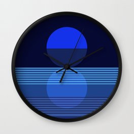 Abstraction_MOONLIGHT_BLUE_NIGHT_OCEAN_WAVE_POP_ART_0401M Wall Clock