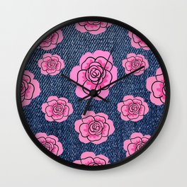 Jeans and Roses Wall Clock
