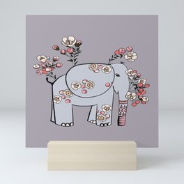 Elephant with Cherry Blossoms Mini Art Print