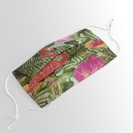Tropical Vintage Exotic Jungle- Floral and Flamingo watercolor pattern Face Mask