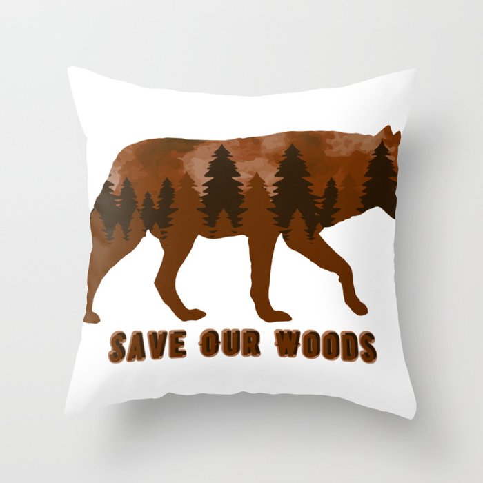 Climate Change Environmental Protection Wolf Throw Pillow