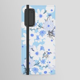 Retro Modern Spring Wildflowers Blue and Turquoise Android Wallet Case