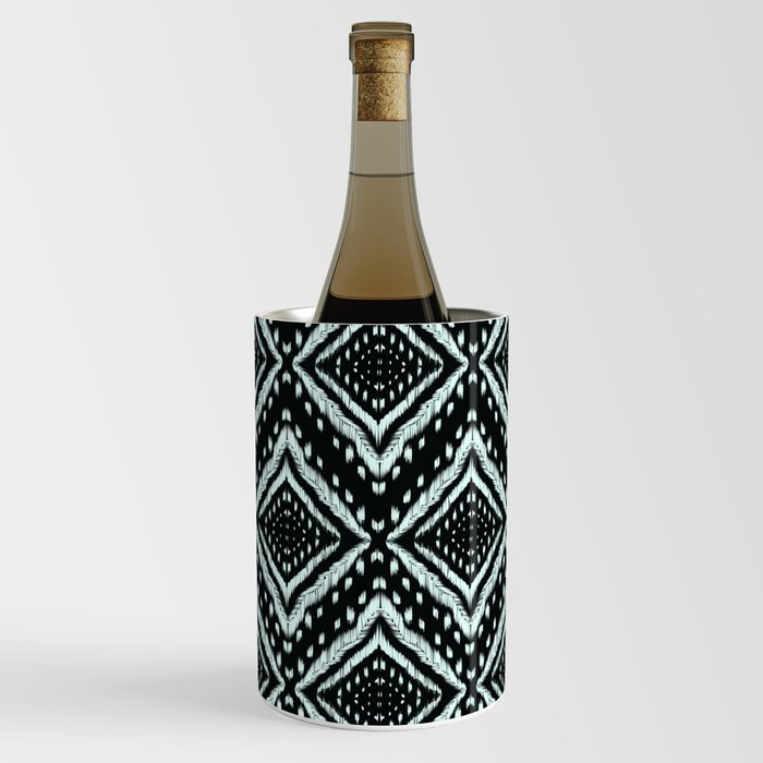 Abstract Line, Beautiful, Ikat seamless pattern, Black and White, Ethnic wallpaper, Handmade textile Wine Chiller