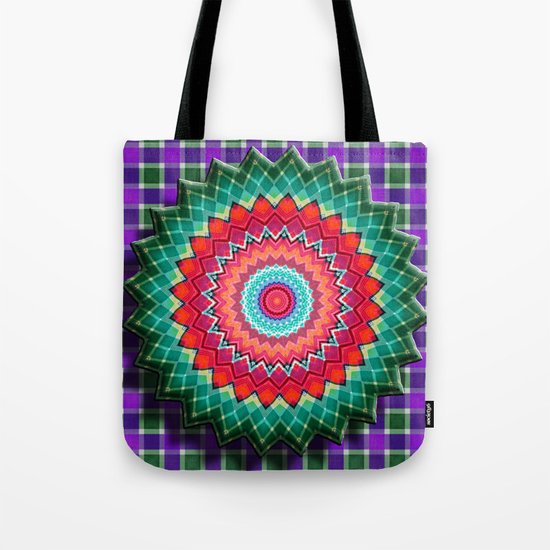 Plaid Flower Tote Bag