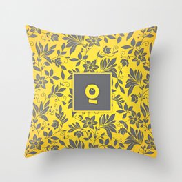 Yellow and Grey Floral and Leaves Design " Q " Letter Personalized iPhone Case Throw Pillow