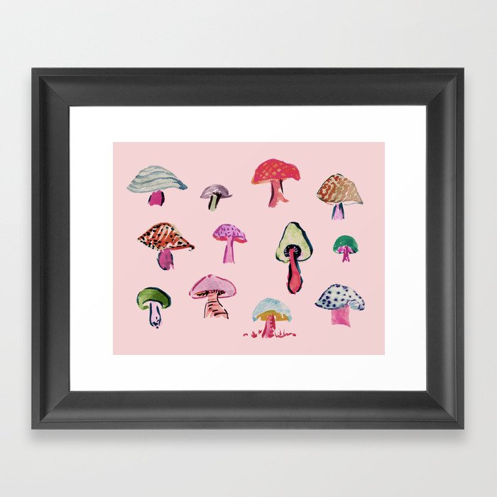 Pink Mushrooms Framed Art Print