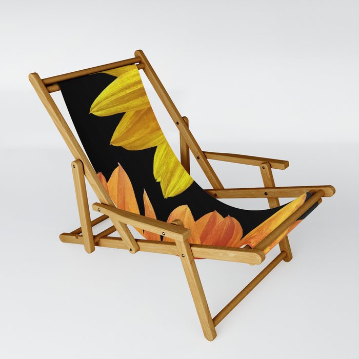 Two big sunflower blossoms black Sling Chair by Move Art Society6