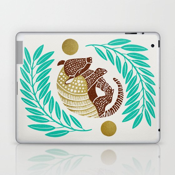 Sleepy Armadillo – Turquoise and Gold Laptop & iPad Skin