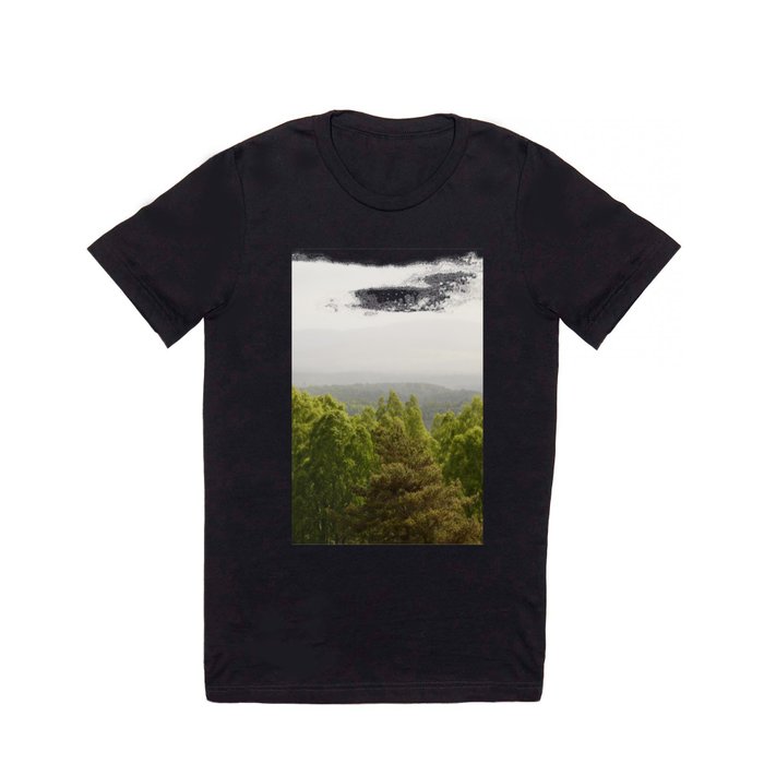 Scottish Highlands Tree Scape and Misty Mountains T Shirt