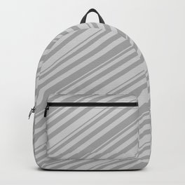 [ Thumbnail: Light Gray and Dark Gray Colored Lines Pattern Backpack ]