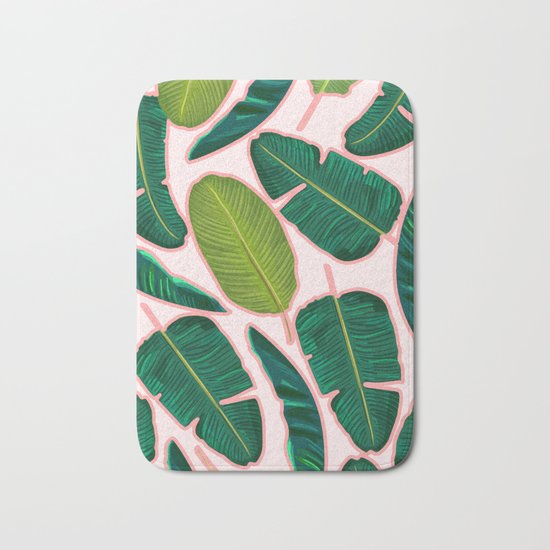 Banana Leaf Blush #society6 #decor #buyart Bath Mat