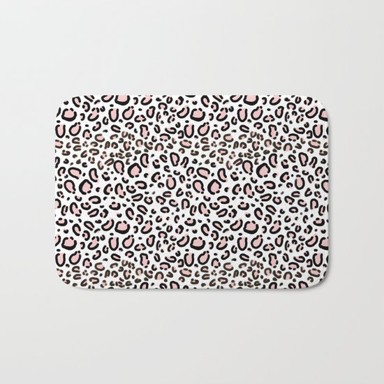 Leopard print rose quartz pantone color minimal animal print cute children pattern cheetah spots Bath Mat