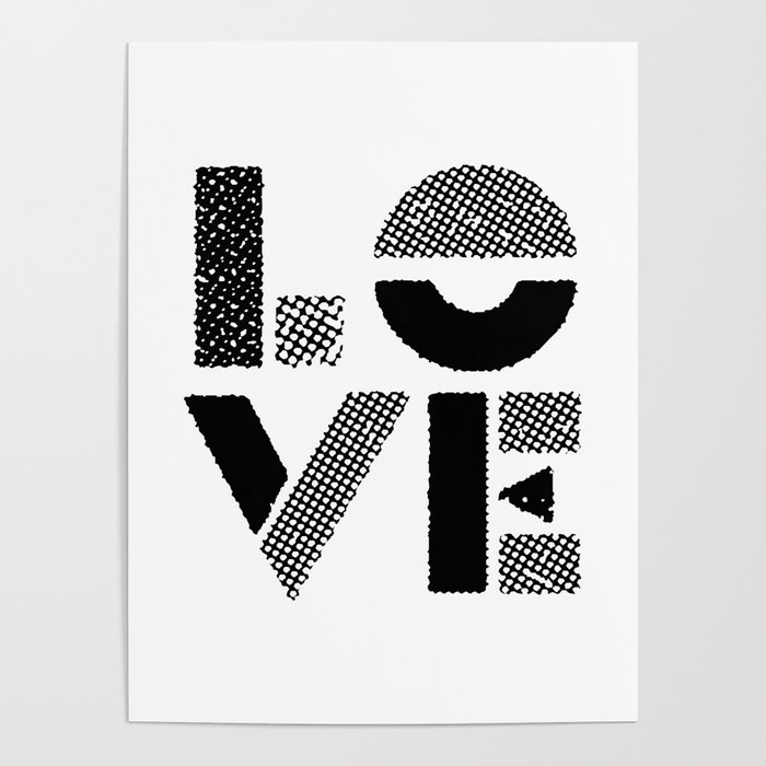 LOVE black-white contemporary minimalist vintage typography poster design home wall decor bedroom Poster