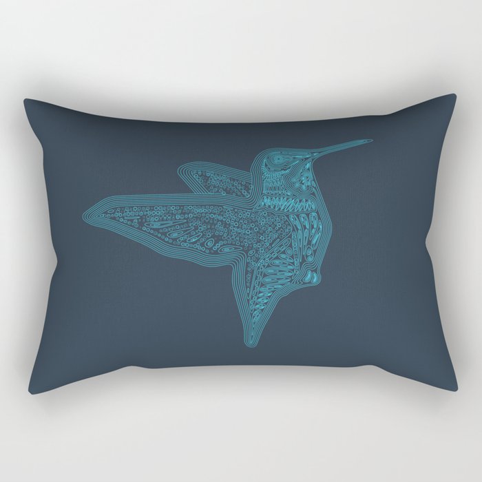 Humming Bird Blue Rectangular Pillow