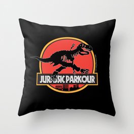 Jurassic Parkour Throw Pillow